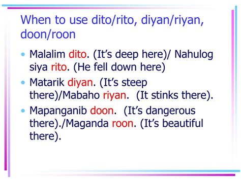 tagalog words that ends with ri|How to use 'dito' and 'rito' correctly .